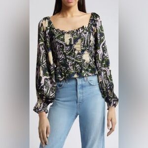 Cleobella Dakota Print Peplum Top - Size S